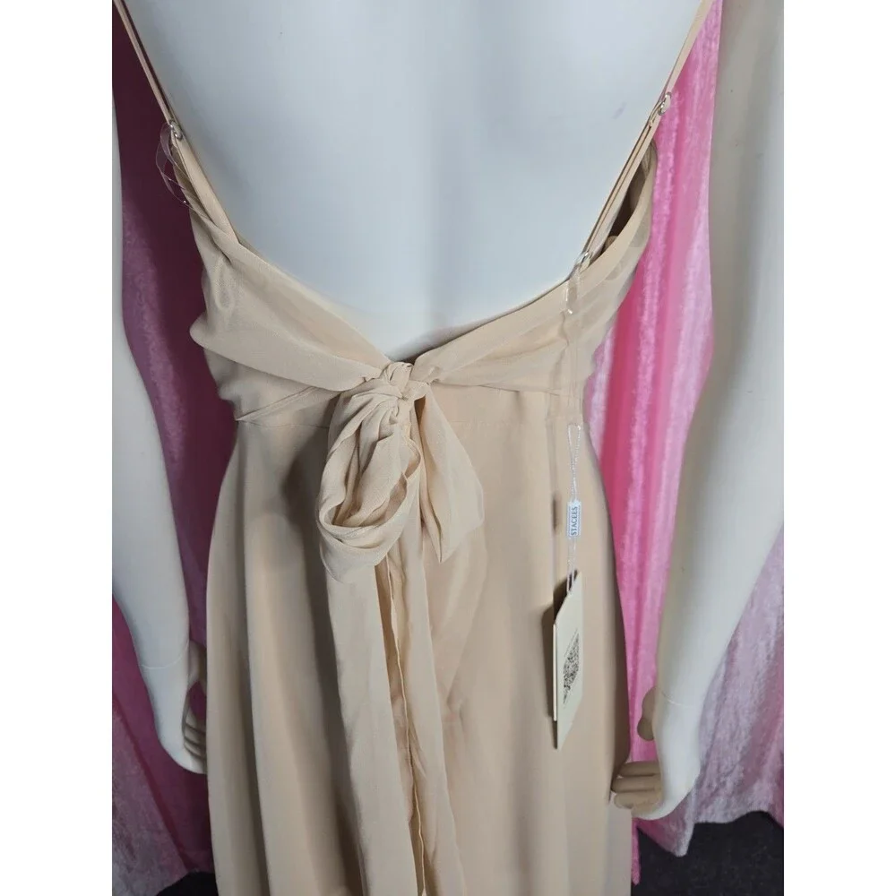 Stacees Champagne Bridesmaid Wedding Prom Formal Gown Size 8 NWT